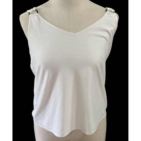 Loft Women's White Shoulder Ring Cami Tank Top Blouse Boho‎ Size L NWT - Picture 5 of 5